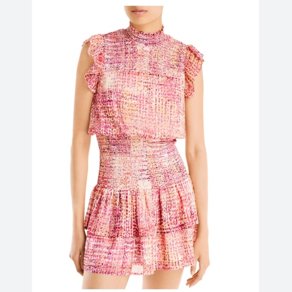 Aqua - Womens Ruffled Metallic Mini Dress - Picture 1 of 5